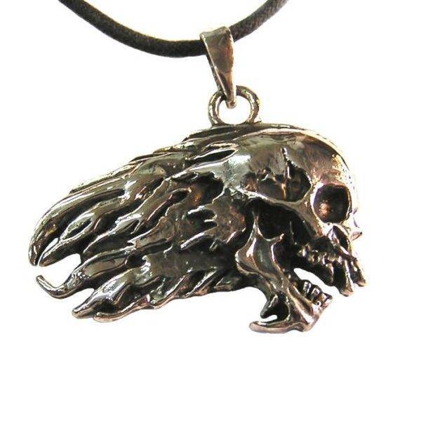 Skull Gothic Biker Pendant Size Super Big 1042 Sterling Silver 925