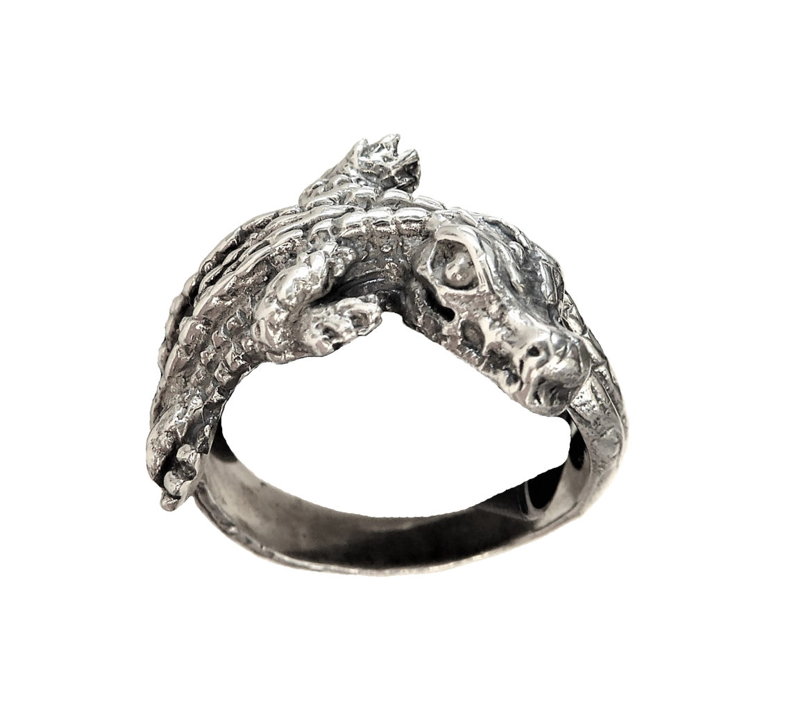 Ring men crocodile sterling silver 925 - Atlantis Gold